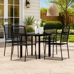 5-Piece Garden Dining Set with Durable Steel Frame