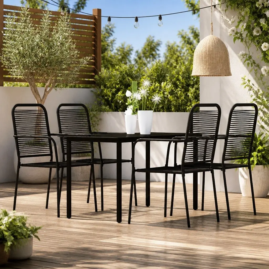 5 Piece Black Garden Dining Set for Outdoors