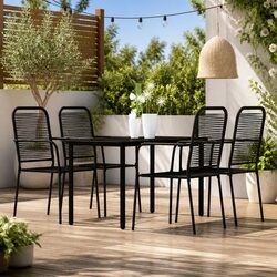 Elegant 5 Piece Black Garden Dining Set for Outdoors