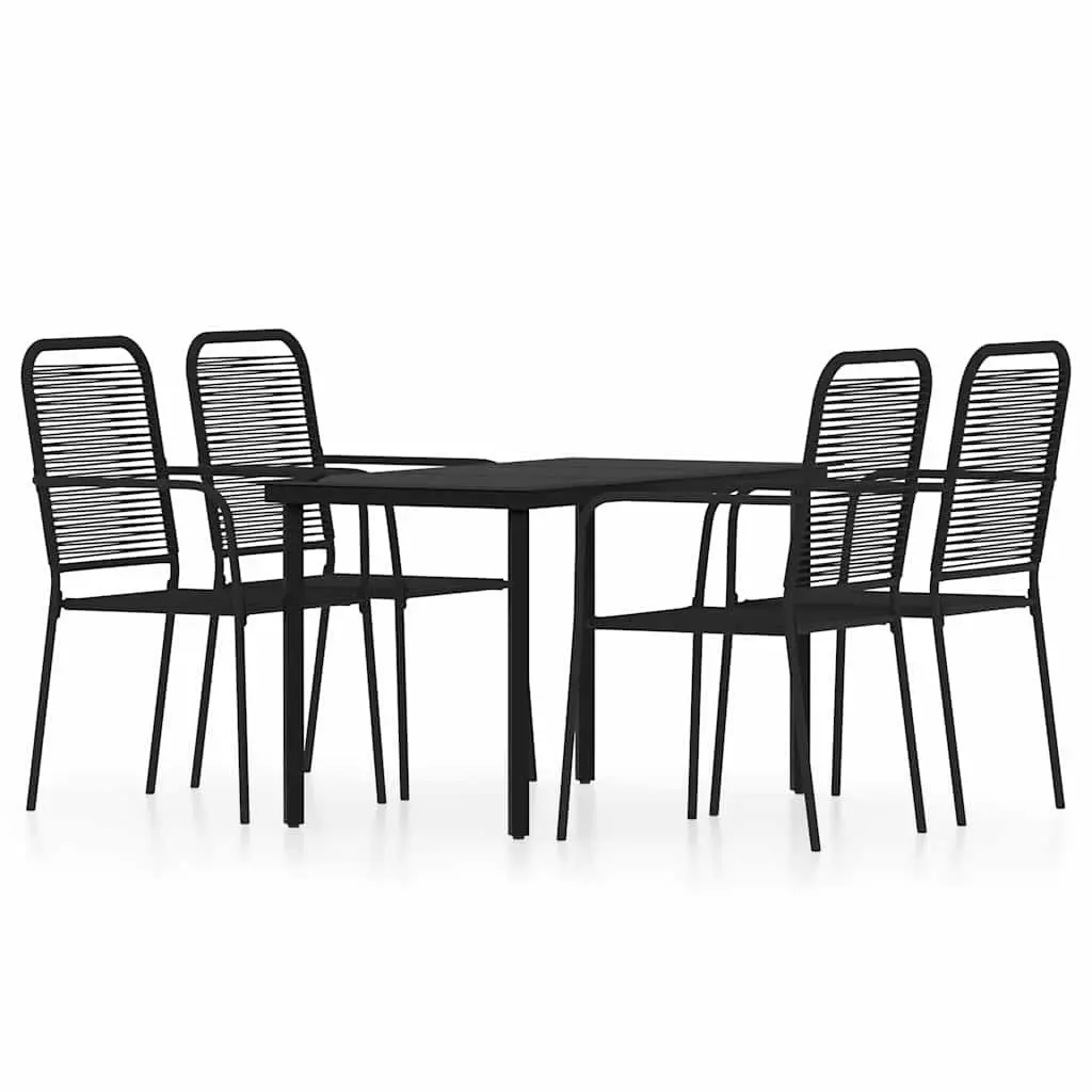 5 Piece Black Garden Dining Set for Outdoors