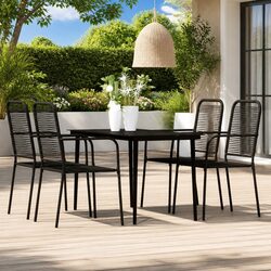 5 Piece Outdoor Patio Furniture Set with Glass Table