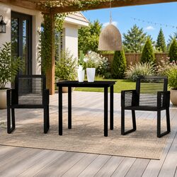 Black 3-Piece Garden Dining Set with Durable Design