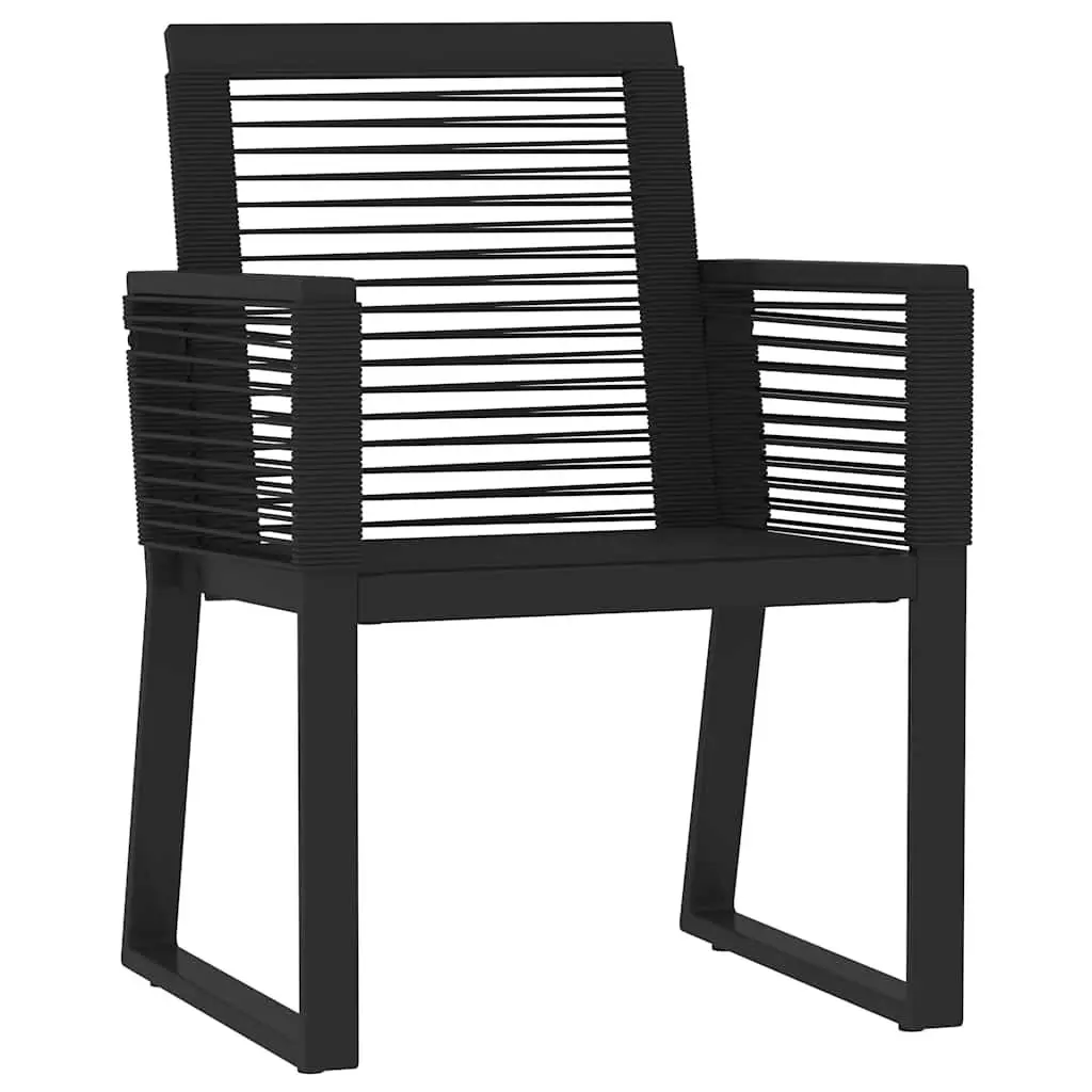 3 Piece Garden Dining Set Powder-coated Steel Glass Black Outdoor Table Chairs