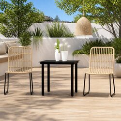 Durable 3 Piece Garden Dining Set with Black Steel Frame