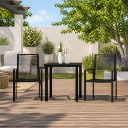 Durable Black 3 Piece Garden Dining Set for Outdoor Use