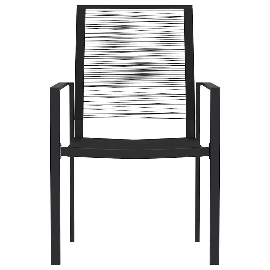 Garden Dining Set Powder-coated Steel Glass Top Black 3 Piece