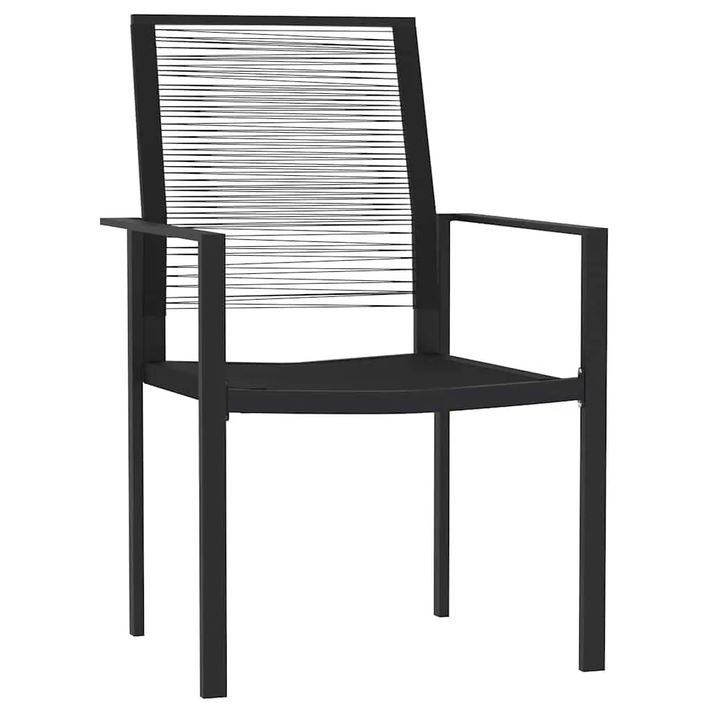 Garden Dining Set Powder-coated Steel Glass Top 3 Piece Outdoor Patio Furniture Black