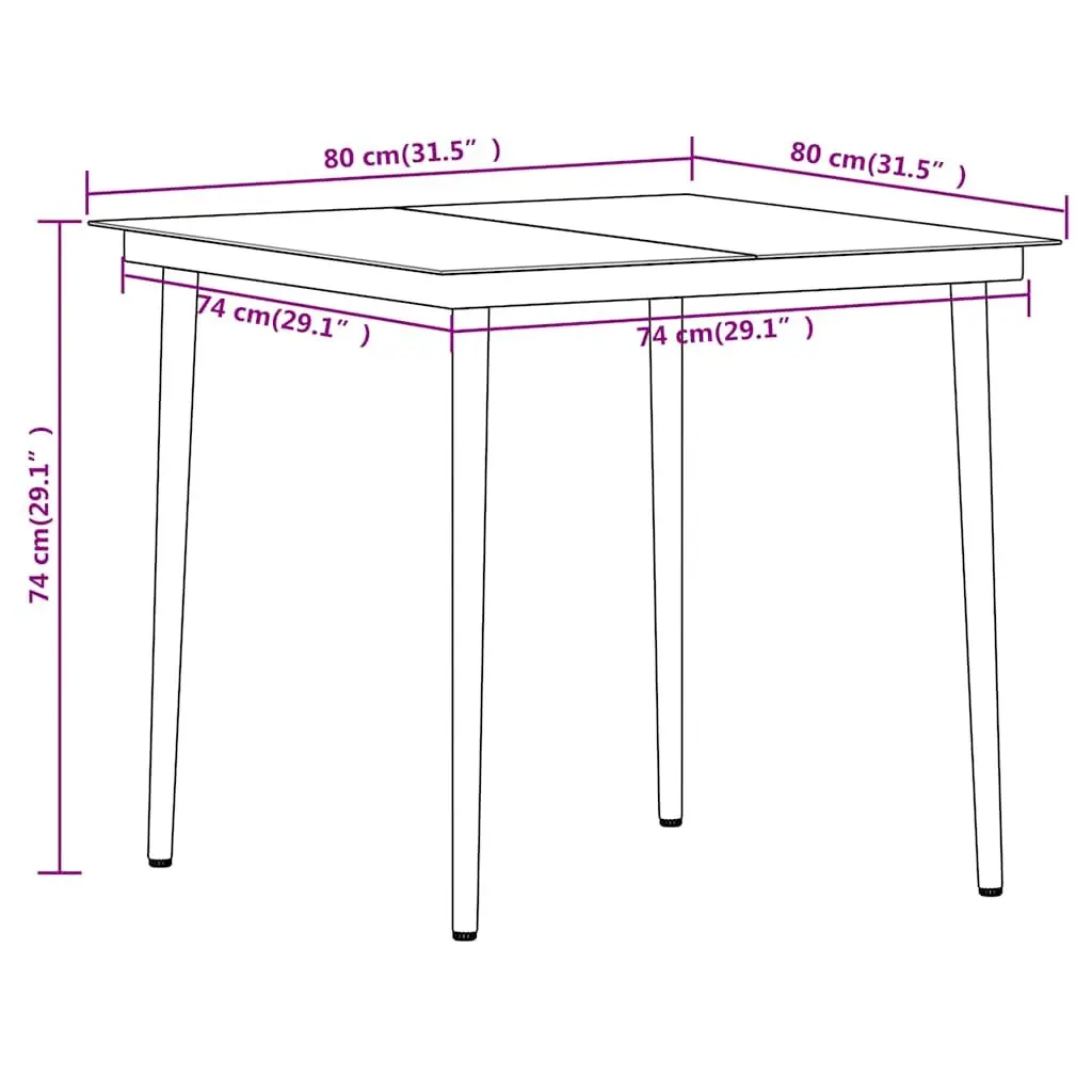 5 Piece Garden Dining Set Steel Glass Rattan Black