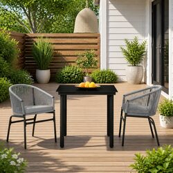 Premium 3 Piece Garden Dining Set Grey Outdoor Furniture