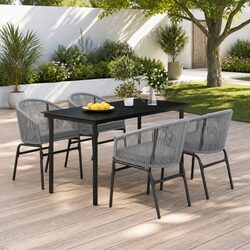 Premium 5 Piece Garden Dining Set with Grey Steel Frame