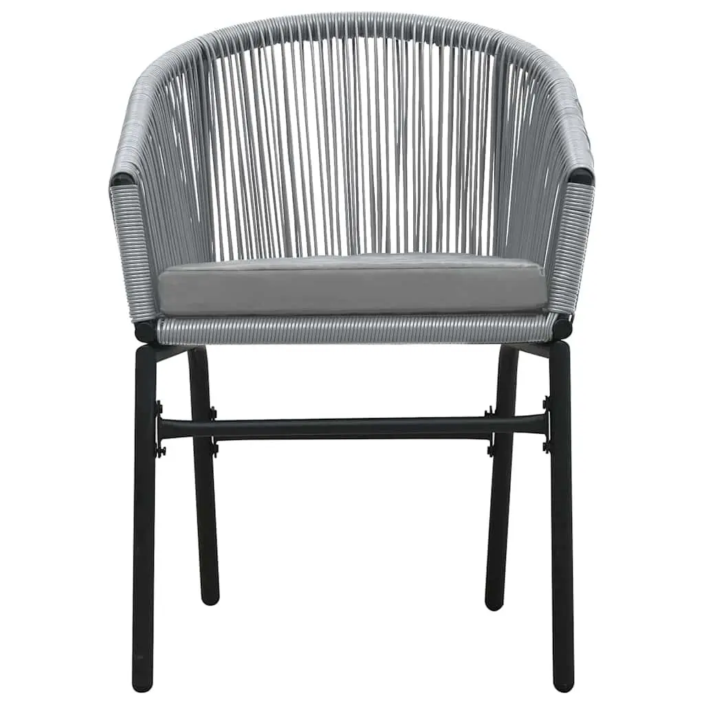 5 Piece Garden Dining Set Steel Frame Glass Table Grey Patio Chairs with Cushions