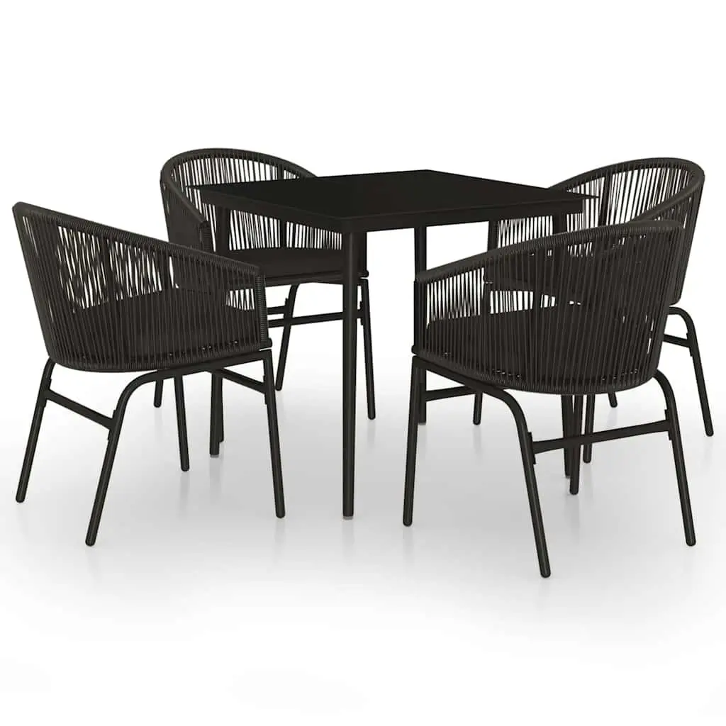 5 Piece Garden Dining Set with Glass Table
