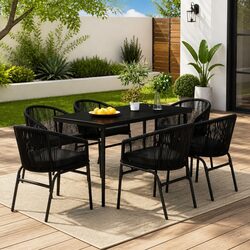 Durable 7 Piece Outdoor Dining Set with Glass Top