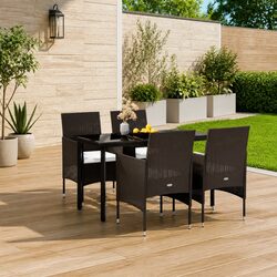 Durable 5 Piece Garden Dining Set with Rattan Chairs