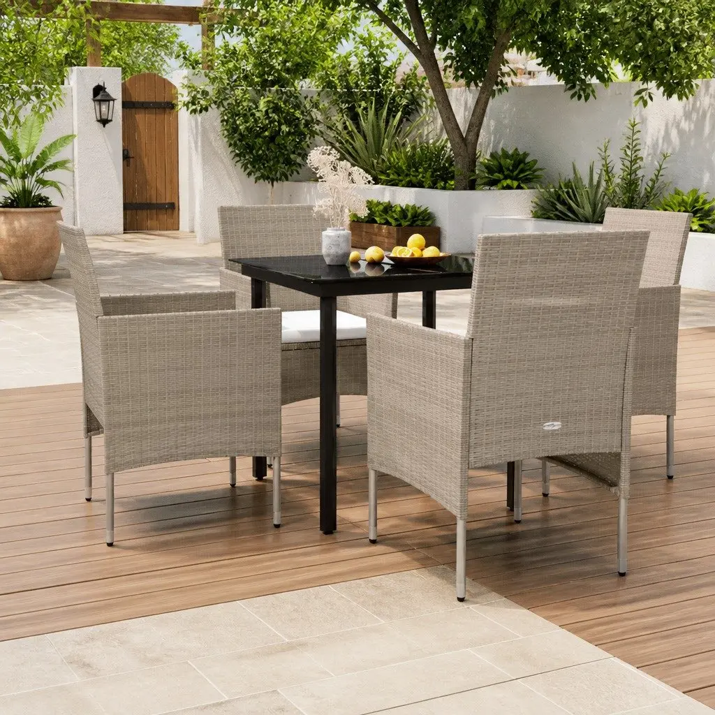 5-Piece Garden Dining Set with Cushions