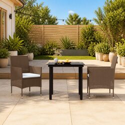 Sturdy 3-Piece Garden Dining Set with Cushions