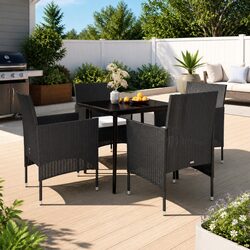 Sturdy 5 Piece Outdoor Garden Dining Set with Rattan Chairs