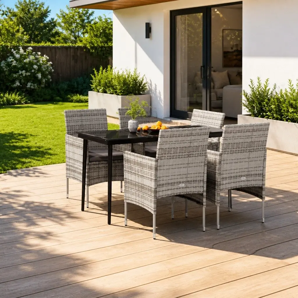 5 Piece Grey Outdoor Garden Dining Set