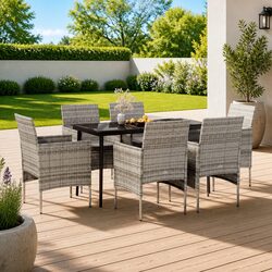 High-Quality 7 Piece Outdoor Dining Set in Grey and Black