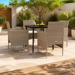 5 Piece Outdoor Dining Set with Cushions for Garden