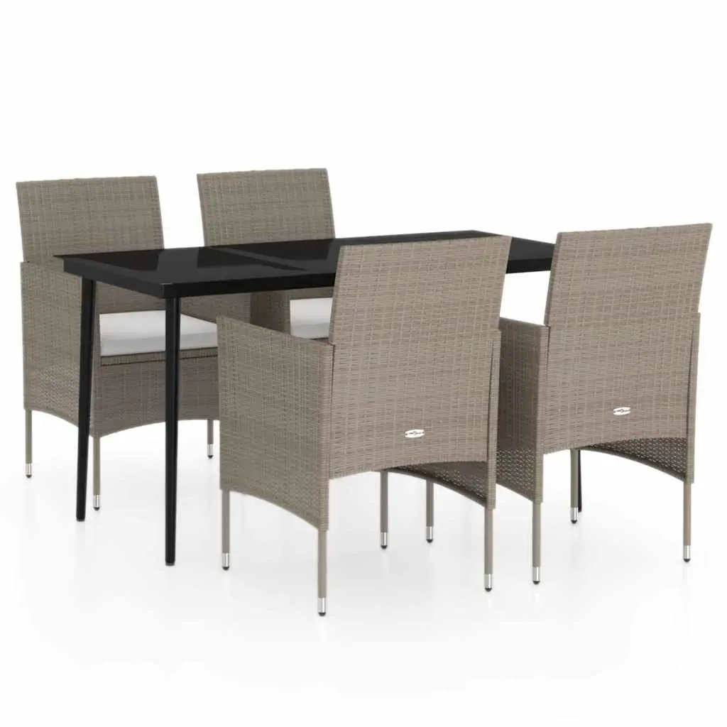 5 Piece Outdoor Dining Set with Cushions in Beige