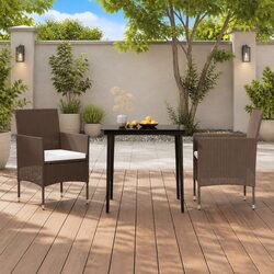 Brown Garden Dining Set: Sturdy 3 Piece Outdoor Furniture