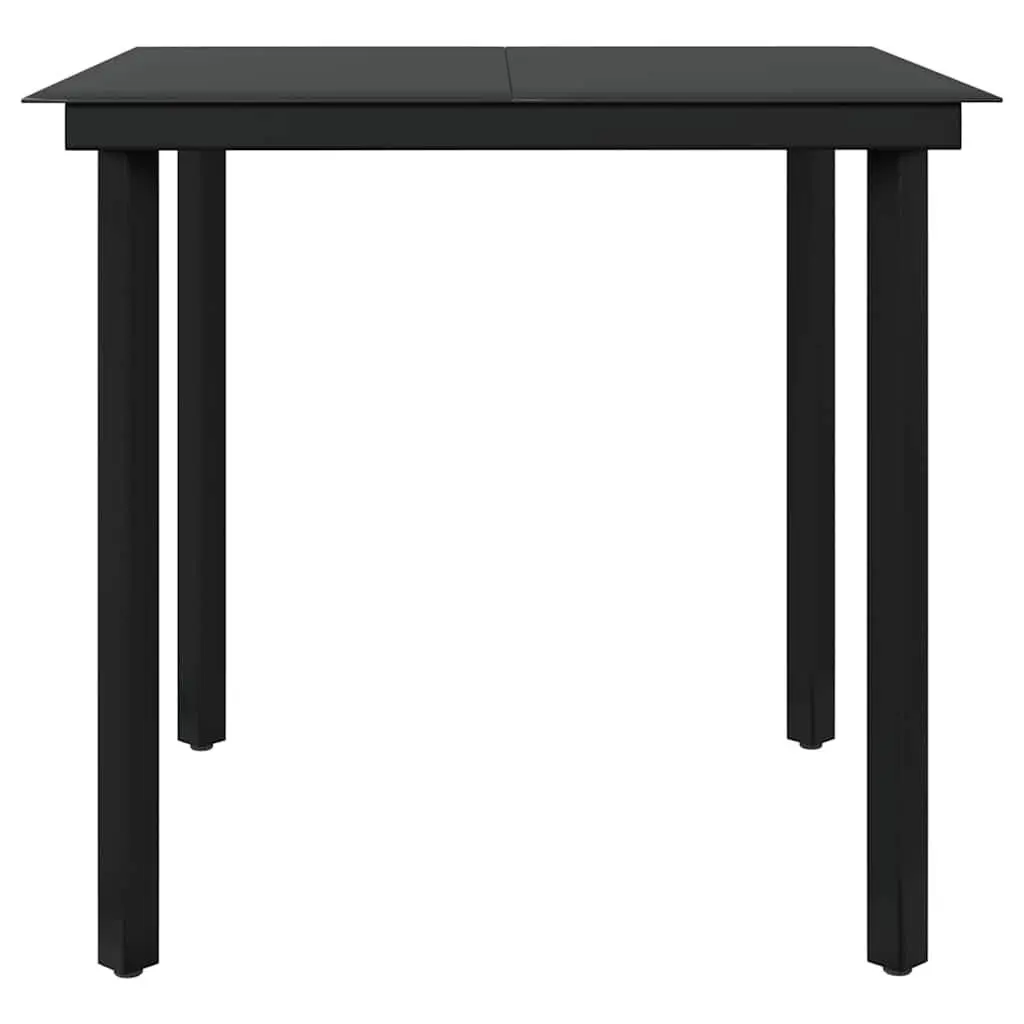 Outdoor Dining Set Rattan Chairs with Cushions Black Glass Table 5 Piece Garden