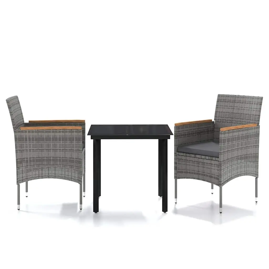 3 Piece Outdoor Dining Set with Glass Table