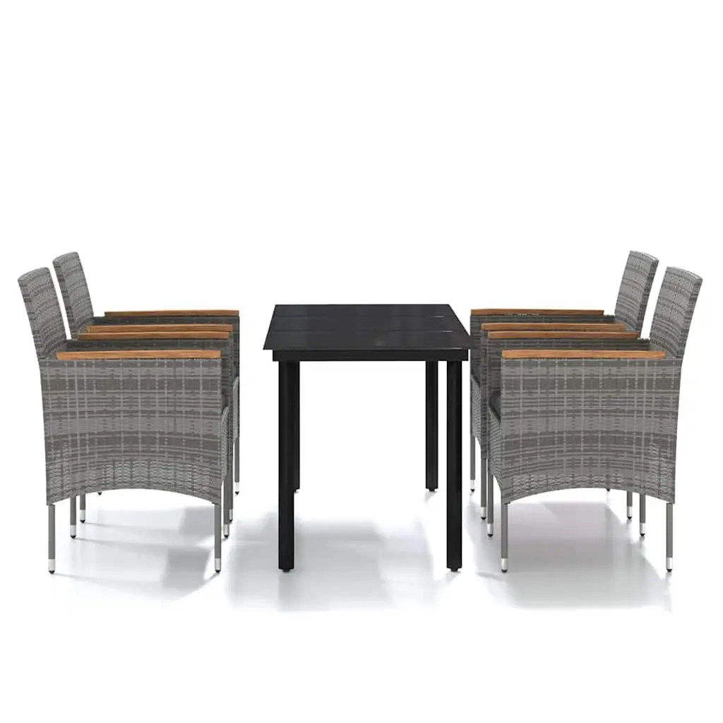 5-Piece Grey Outdoor Dining Set with Glass Table