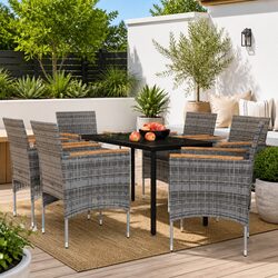 Sturdy 7 Piece Outdoor Dining Set with Cushions