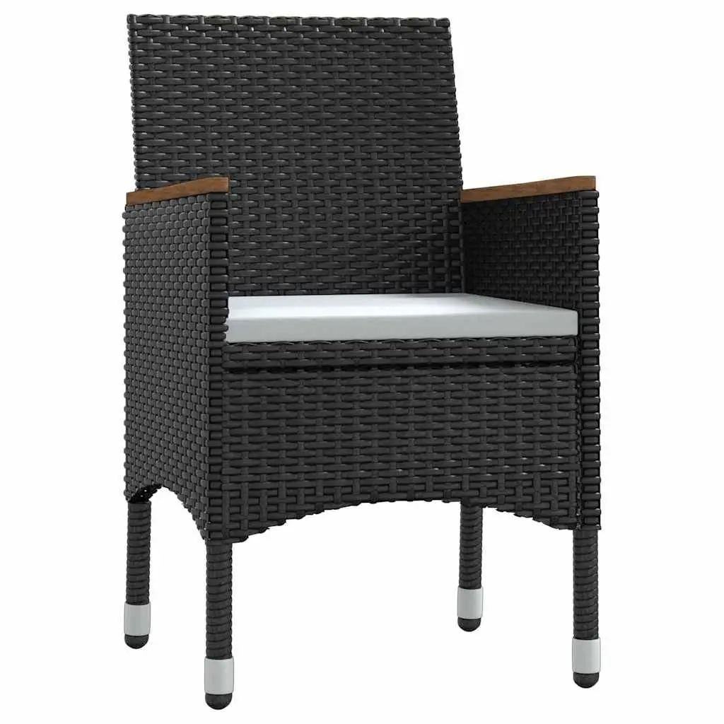 5 Piece Garden Dining Set with Cushions in Black