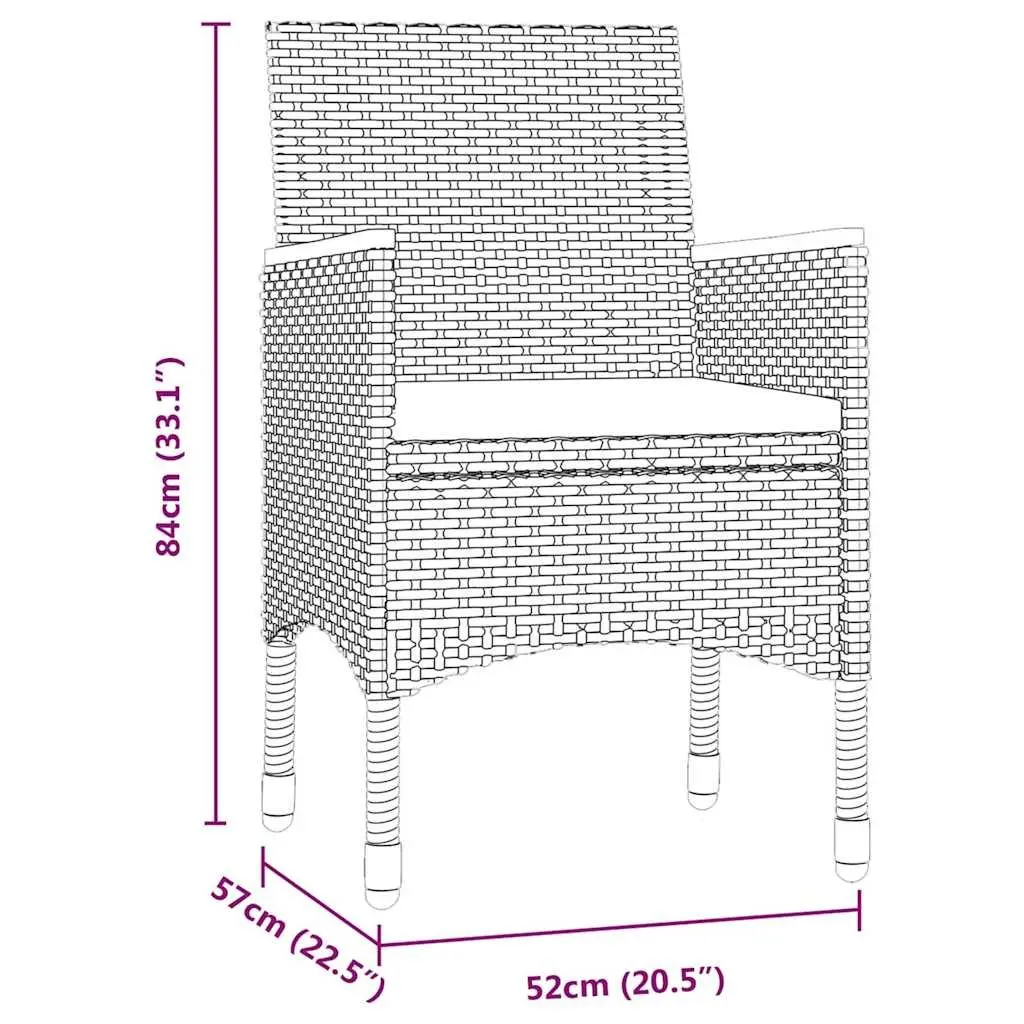 5 Piece Garden Dining Set with Cushions in Black