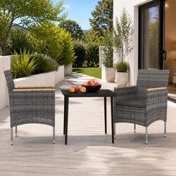 Durable 3 Piece Outdoor Dining Set with Rattan Chairs