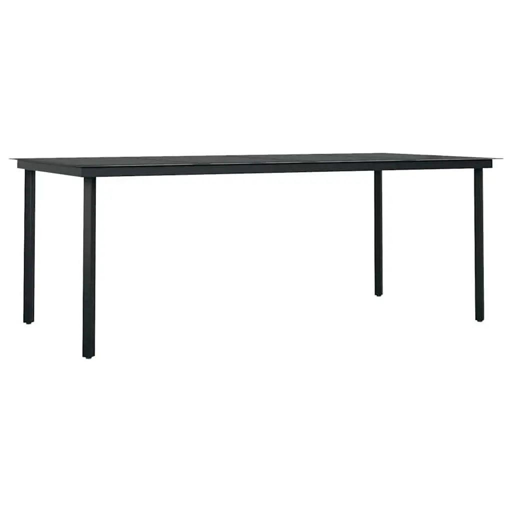 7 Piece Outdoor Dining Set Powder-coated Steel Water-resistant PE Rattan Black with Cushions