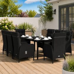 Sturdy 9-Piece Outdoor Dining Set with Rattan Chairs