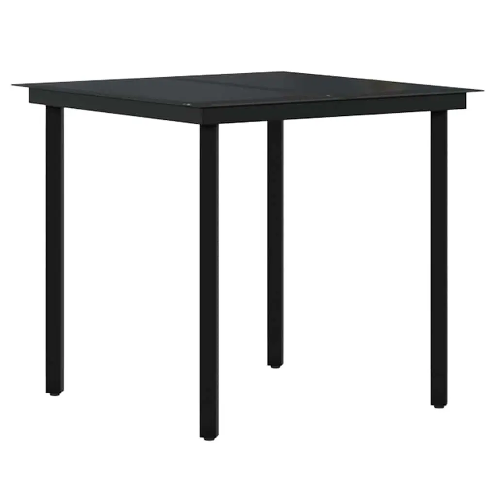 Outdoor Dining Set Rattan Grey Black Glass Table 5 Piece