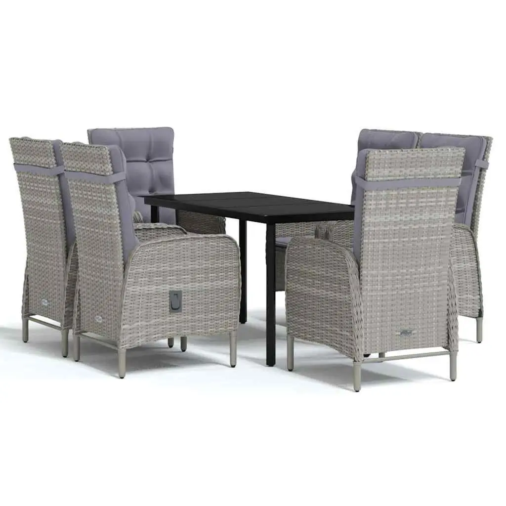 7-Piece Grey Outdoor Dining Set with Cushions