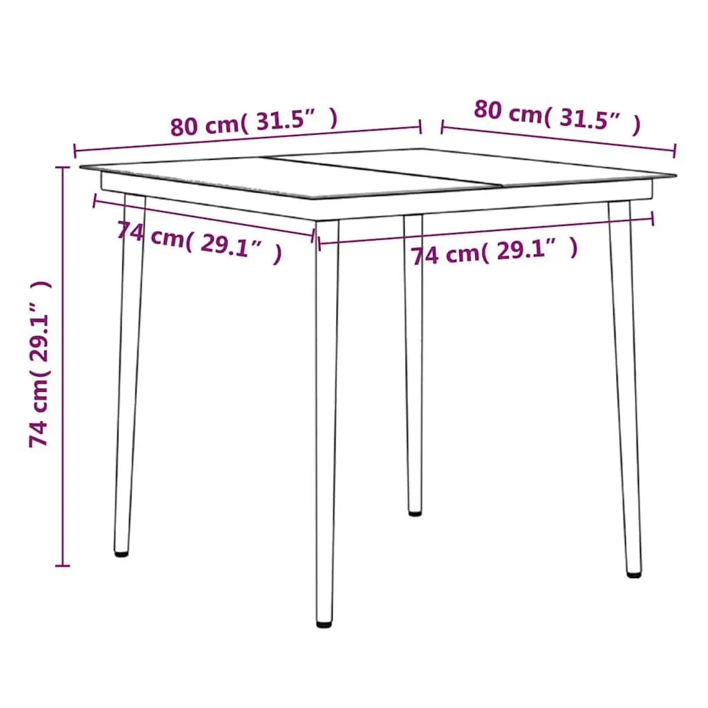 Black 3-Piece Garden Dining Set with Cushions