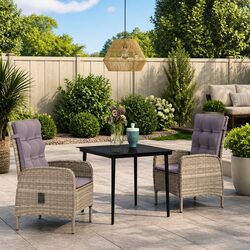 Durable 3-Piece Outdoor Dining Set with Cushions