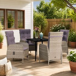 Stylish 5-Piece Grey Outdoor Dining Set with Cushions