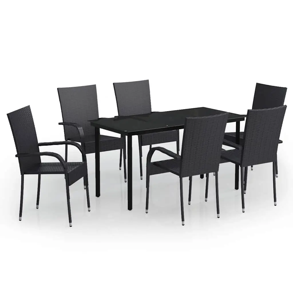 7 Piece Outdoor Dining Set with Glass Table