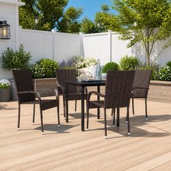 Durable 5 Piece Outdoor Dining Set with Glass Table
