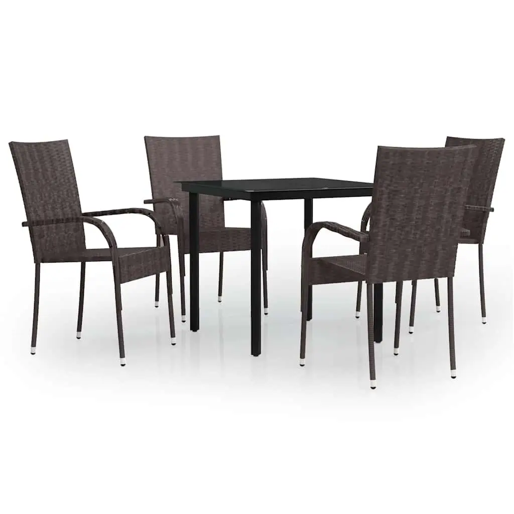 5 Piece Outdoor Dining Set with Glass Table