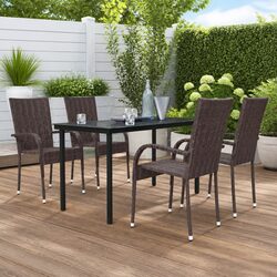 Durable 5 Piece Outdoor Dining Set with Glass Table