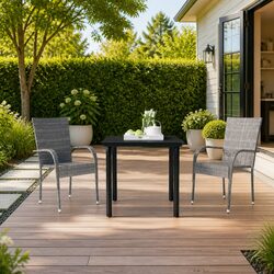 Durable Outdoor Dining Set - 3 Piece Grey Black Furniture