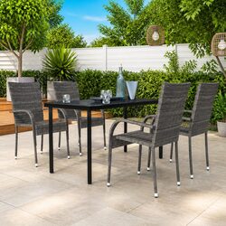 5 Piece Grey and Black Outdoor Dining Set for Garden