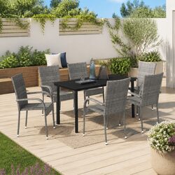 Sturdy 7-Piece Garden Dining Set with Glass Top
