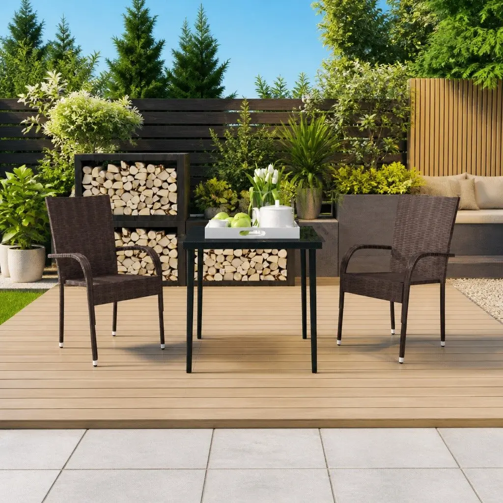 3-Piece Garden Dining Set with Steel Frame