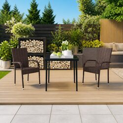 Durable 3-Piece Garden Dining Set with Steel Frame