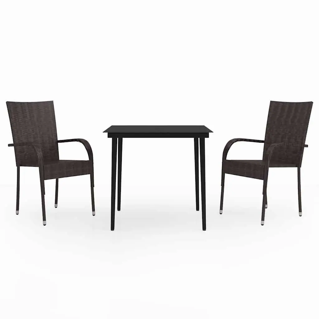 3-Piece Garden Dining Set with Steel Frame